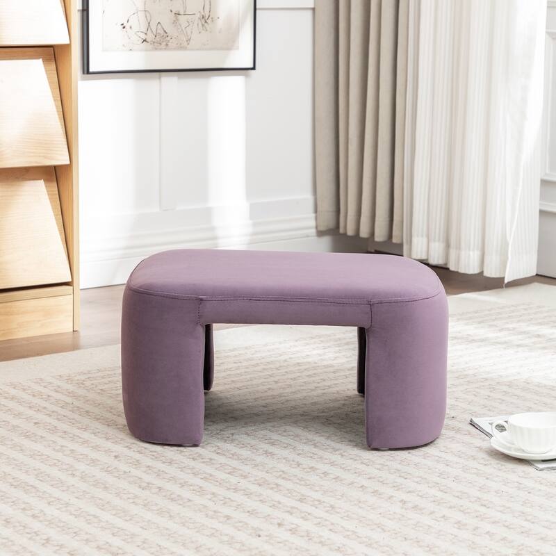 SEYNAR Modern Velvet Rectangle Accent Ottoman - Purple