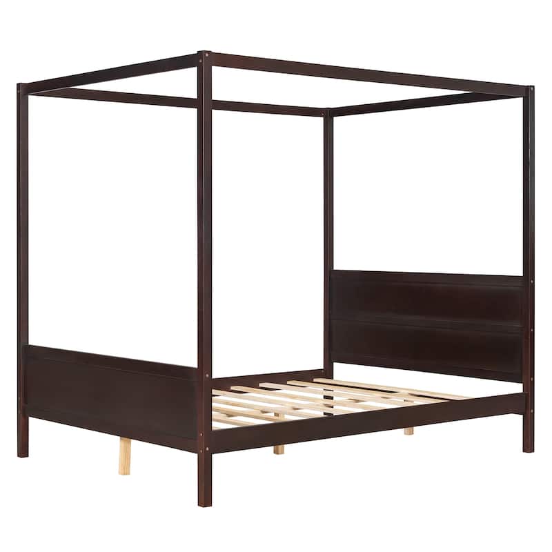Roomfitters Queen Size Canopy Platform Bed with Headboard and Footboard, Slat Support Leg