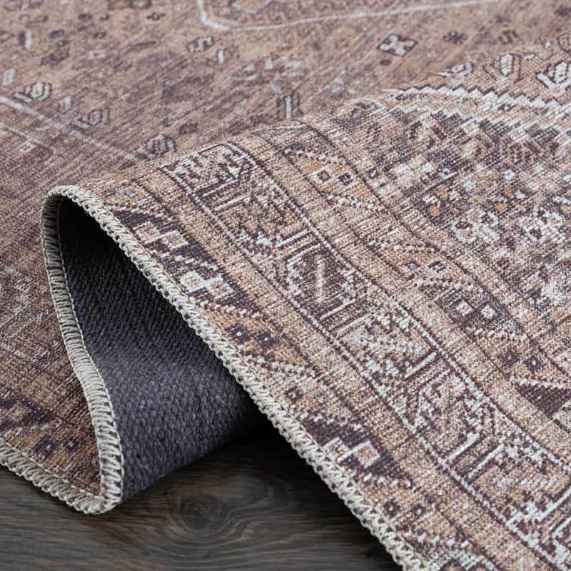 Hauteloom Barny Traditional Oriental Machine Washable Area Rug