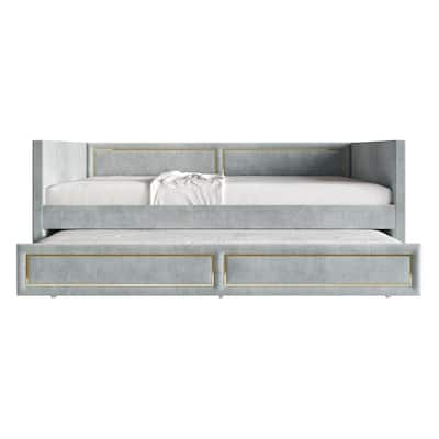 CraftPorch Deluxe Velvet Upholstered Twin Size Daybed with Trundle
