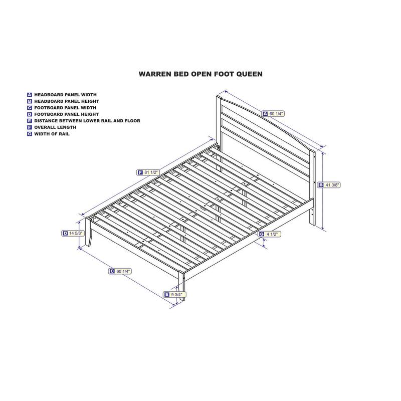 Queen Platform Bed - Victorian Style Bed Frame with Headboard & Slats - Walnut Finish