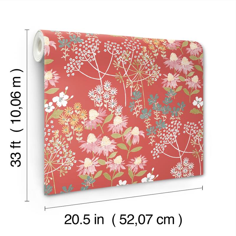 A-Street Prints Cultivate Red Springtime Blooms Wallpaper
