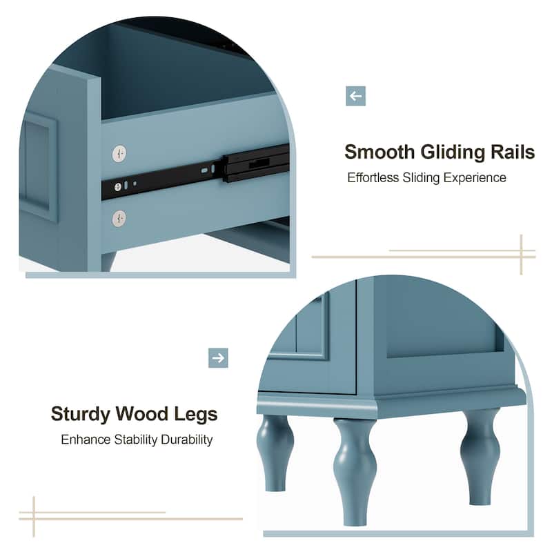 Retro Nightstand with 2 Drawers for Bedroom