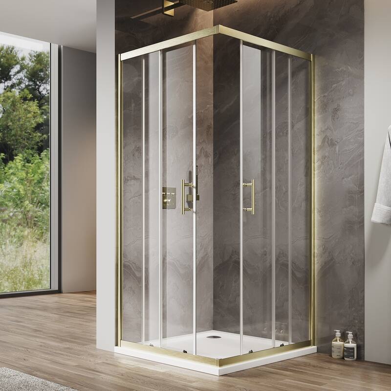 Elegant 36" W x 36" L x 72" H Corner Entry Shower Enclosure Sliding Shower Doors