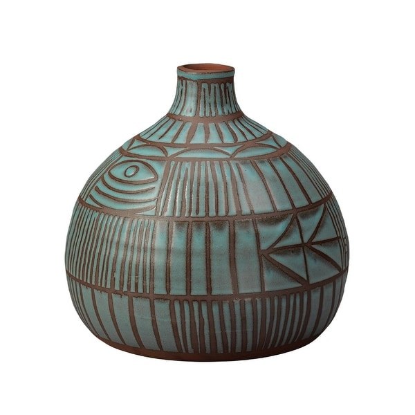11.50" Blue Ceramic Ritual Vase - N/A