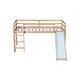 preview thumbnail 11 of 41, Twin Size Solid Wood Low Loft Bed with Slide, Ladder, Safety Guardrails, and Sturdy Rubberwood Frame