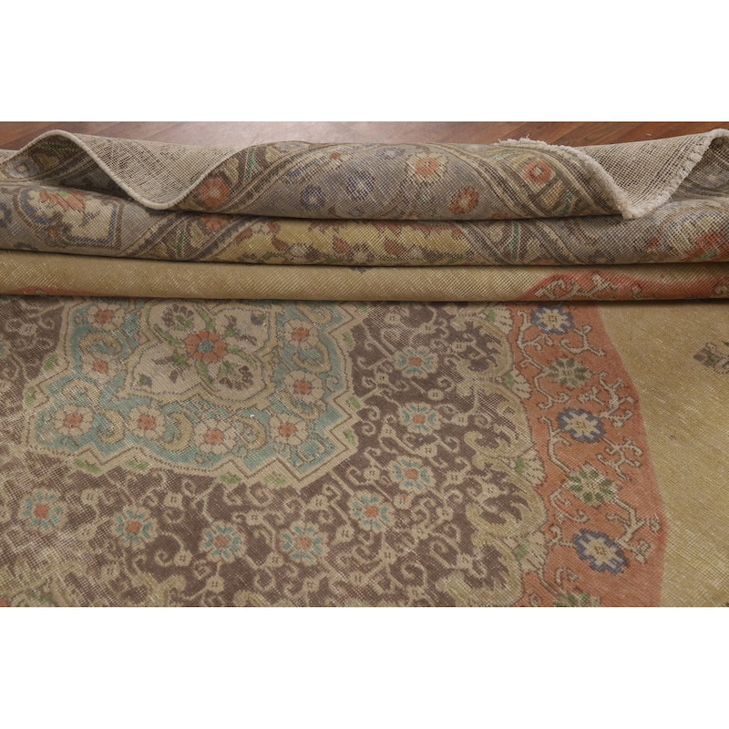 Medallion Tabriz Persian Vintage Rug Handmade Wool Carpet - 9'5" x 12'2"