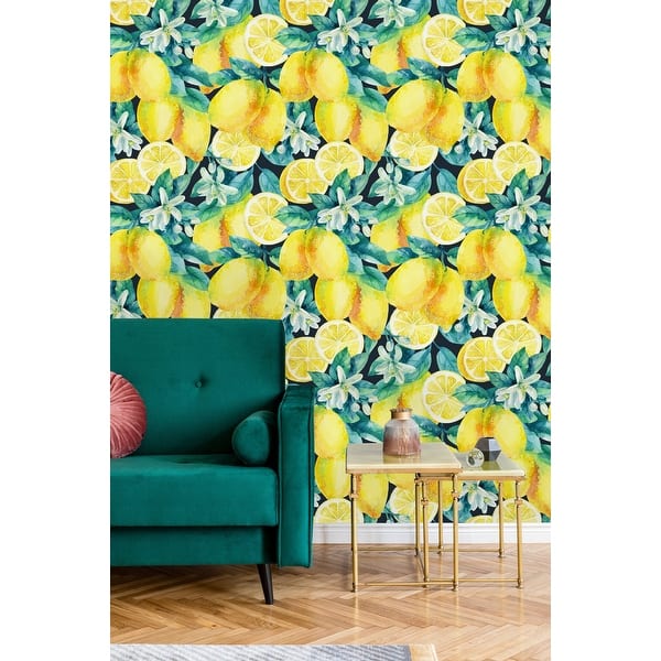 Watercolor Lemons Wallpaper - Overstock - 32769750