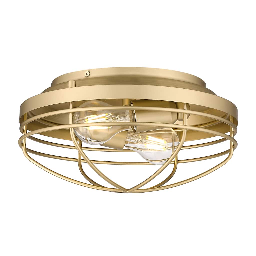 Golden Lighting Seaport 2-light Flush Mount in Pewter - 12 Dia x 6 H