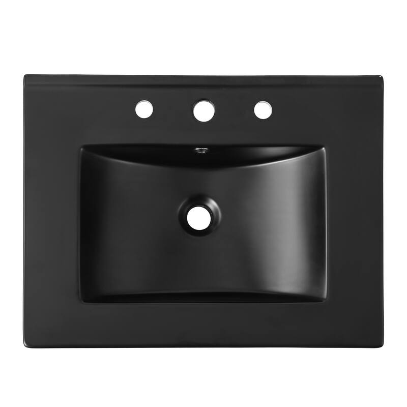 Aubert 3-Hole Classic Contemporary Rectangular Ceramic Single Sink Basin Vanity Top, by JONATHAN Y