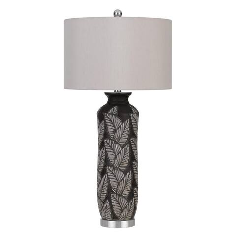 150 Watt Leaf Engraved Ceramic Base Table Lamp