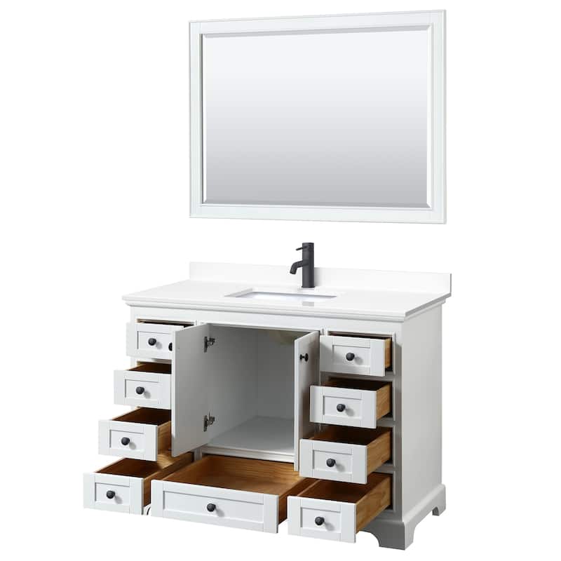 Deborah 48-inch Single Vanity, Cultured Marble Top, 46-inch Mirror