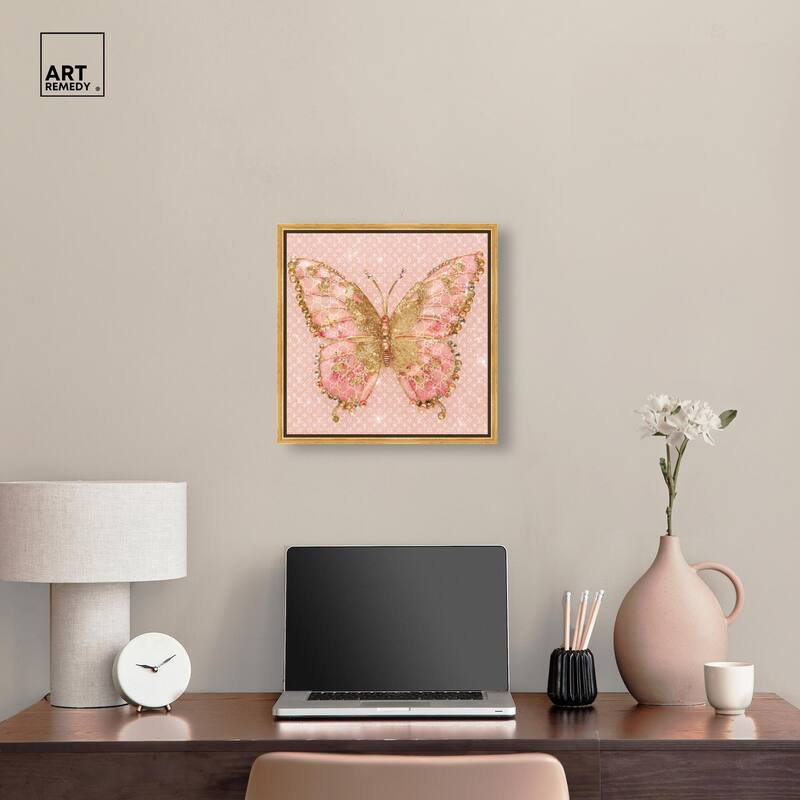 Glittering Elegant Butterfly Blush Canvas by Art Remedy