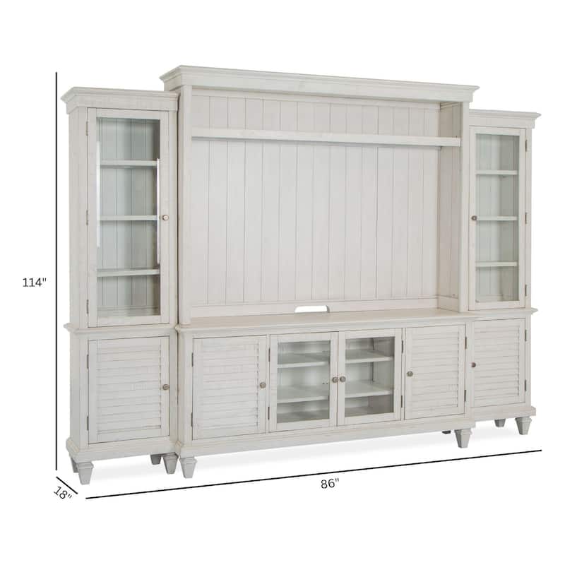 Magnussen Home Newport Alabaster Entertainment Wall - 114"W x 18"D x 86"H