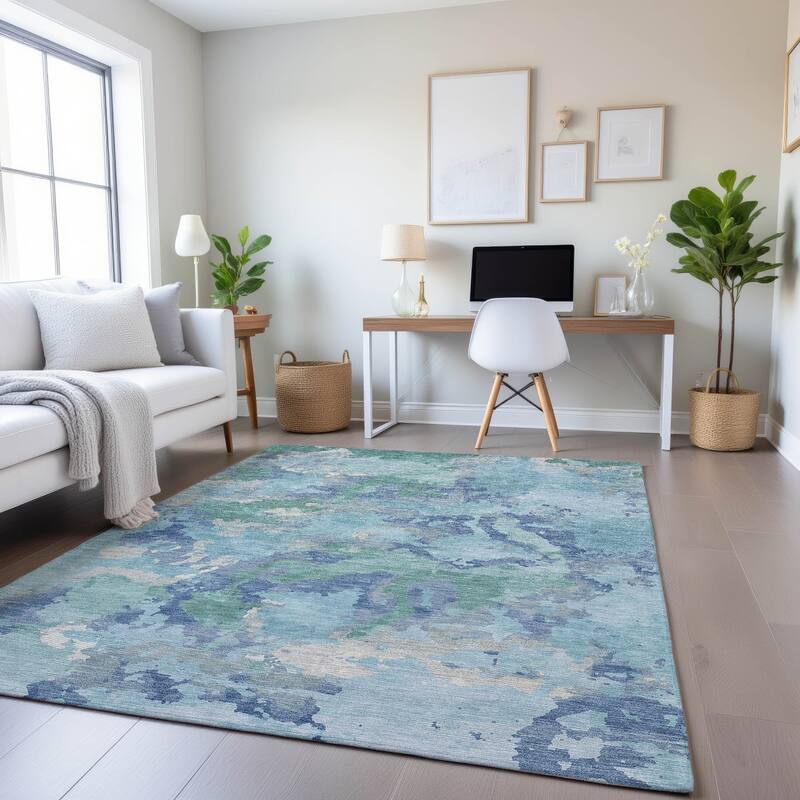 Premium Washable Super Soft Abstract Chic Mayfield Rug - Seafoam - 2'6" x 3'10"