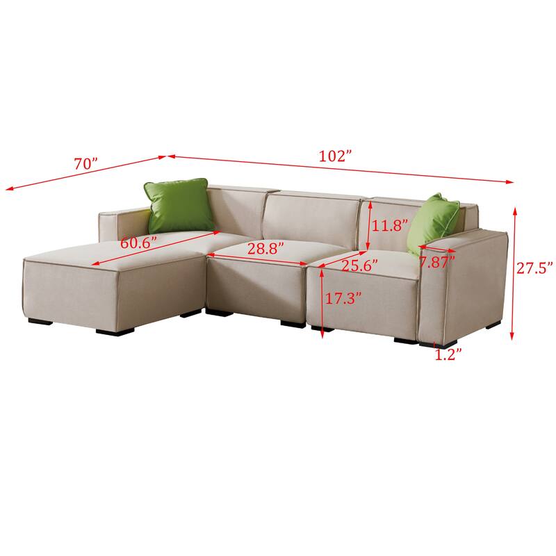 Modular Sofa with Convertible Ottoman Chaise