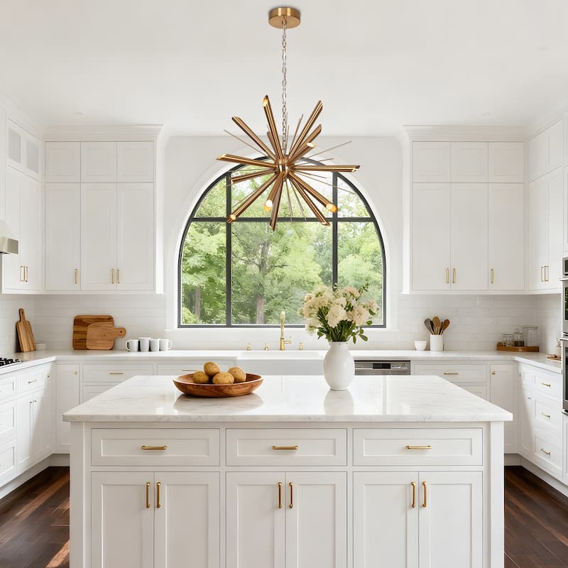 Modern Gold 15-Light LED Sputnik Chandelier for Living Room Hallway Foyer - D25.2"*H18.9"