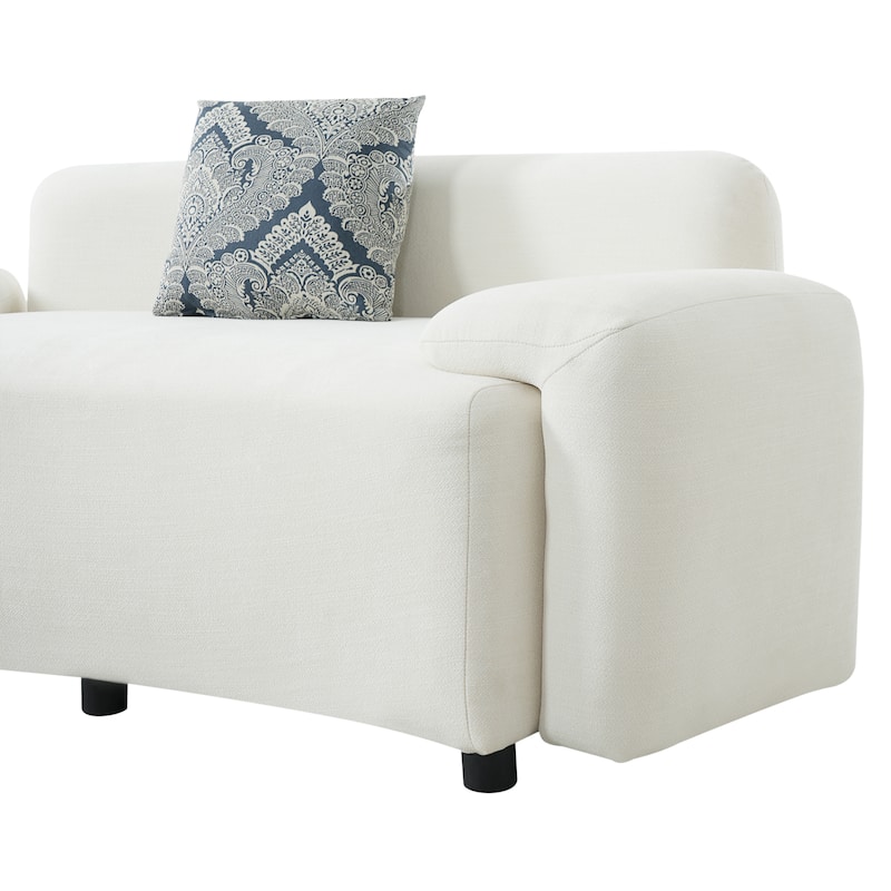 Christopher Knight Home - Lunaria 122" Modern Upholstered Curved Sofa with 2 Damask Pattern Pillows