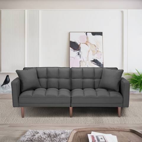Futon Sofa Bed Modern Fabric Convertible Futons Folding Lounge Couch for Living Room with 2 Pillows