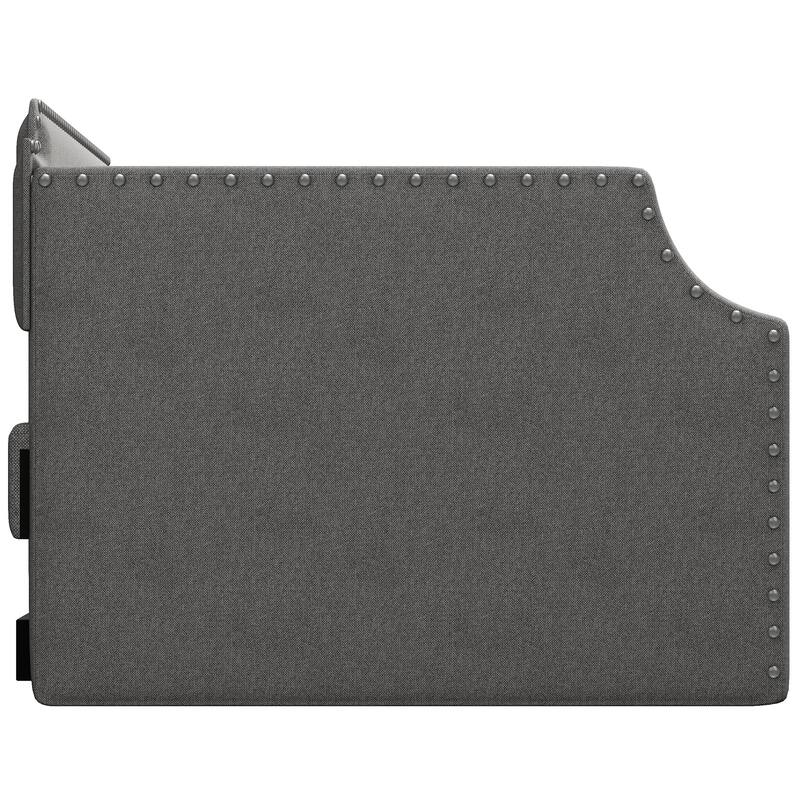 Gray Twin Upholstered Daybed with Trundle, Wood Slat Support, Sofa Bed for Guest Rooms