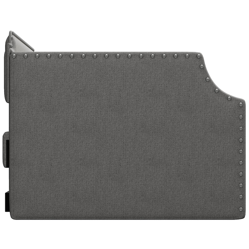 Upholstered Daybed With Trundle, Wood Slat Support,Upholstered Frame Sofa Bed