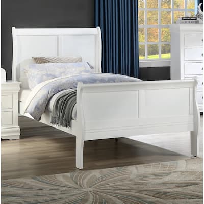Twin Size Solid Wood Sleigh Bed with Louis Philippe Style Headboard