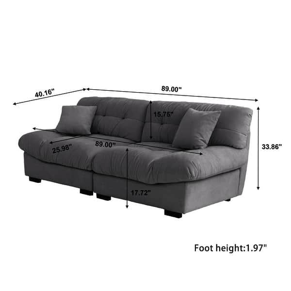 dimension image slide 0 of 3, 89" Tufted Sofa Cloud Shaped Couch