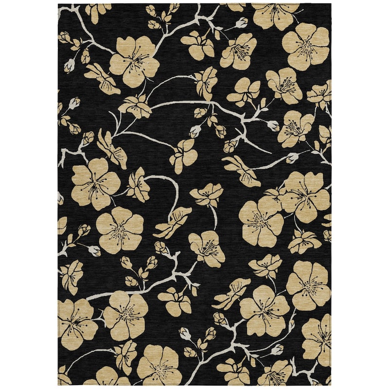 HomeRoots Floral Transitional Rectangle Outdoor Rug