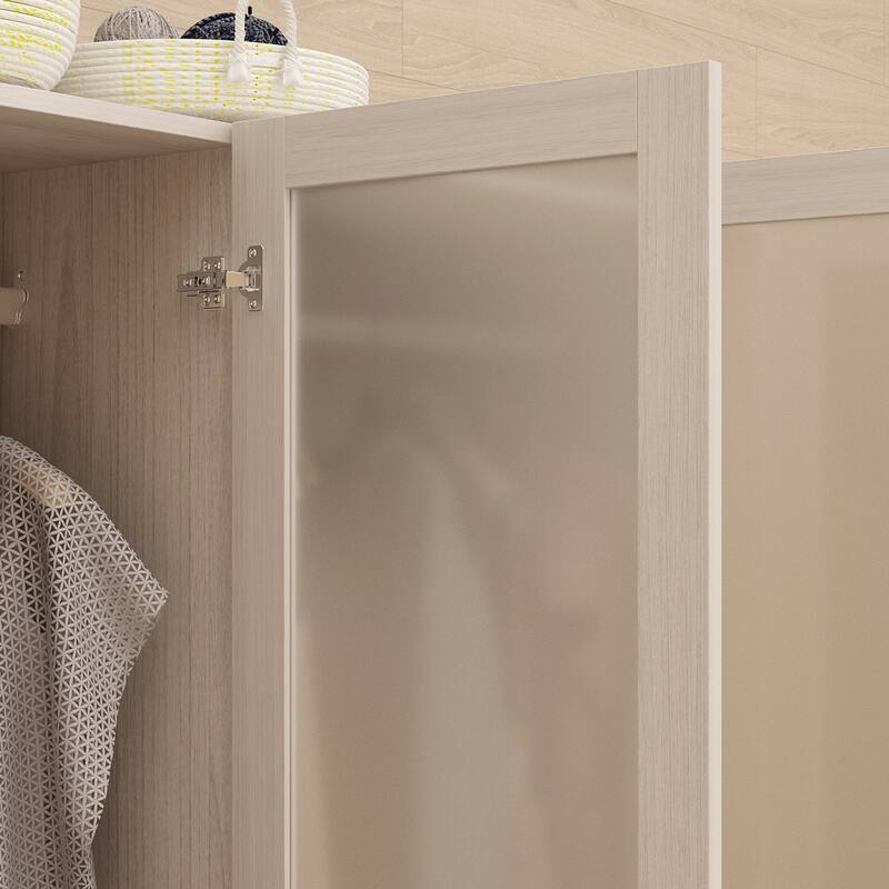 Combo Large Frosted Glass Closet: Versatile Wardrobe Options Armoires