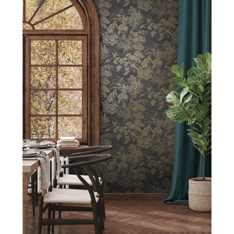 Natoru Crane Toile Non-Pasted Wallpaper - Covers 56 Square Feet