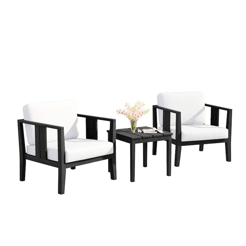 Uixe 3-piece Teak Solid Wood Outdoor Arm Chairs with Side Table Set