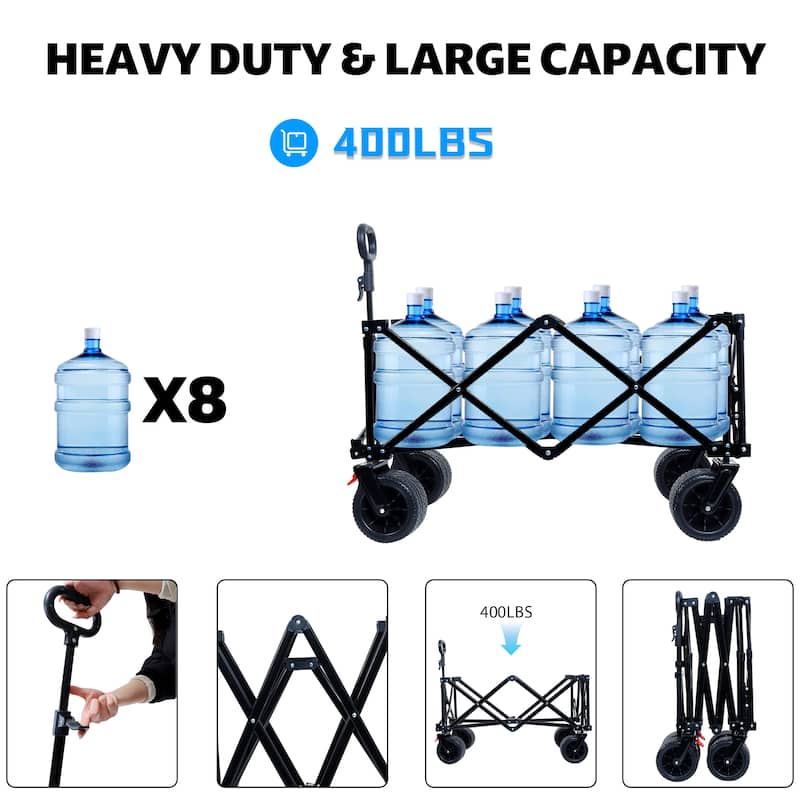 Foldable Wagon with Extended Tailgate, Waterproof Dustproof UV Resistant Wagon Rain Covers