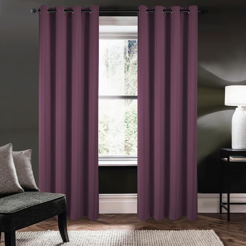 Riley 100 percent Blackout Window Curtain Panel 45, 63, 84, 95 or 105 inch - 54" x 84" - Purple