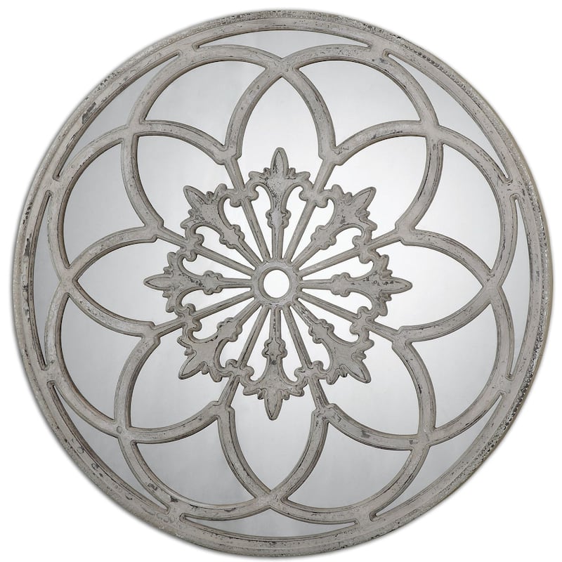 Uttermost Conselyea Rustic Italian Farmhouse Window Round Decorative - Aged Ivory with Rust Bronze