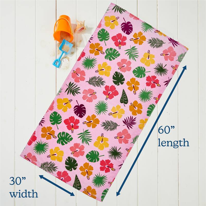 Linery & Co. 100% Cotton Printed Beach Towel for Kids, 30" x 60"