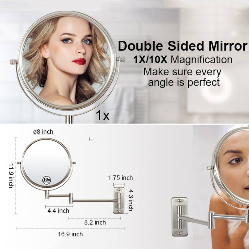 8 inch Double-Sided Anti-Fog Wall Mounted Bathroom Mirror