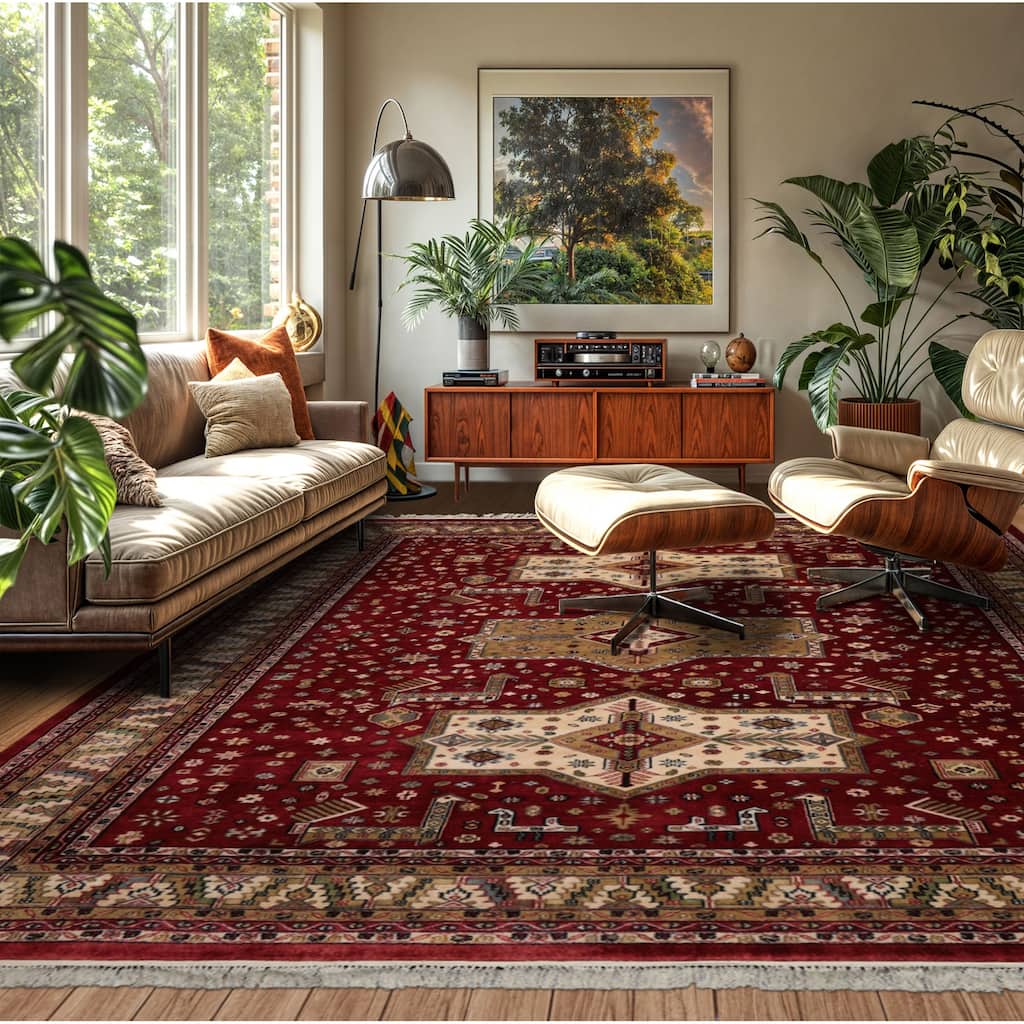 9x11'9'' Hand Knotted New Zewland Wool Burgundy Silky Sheen Area Rug - 9' x 11' 9''