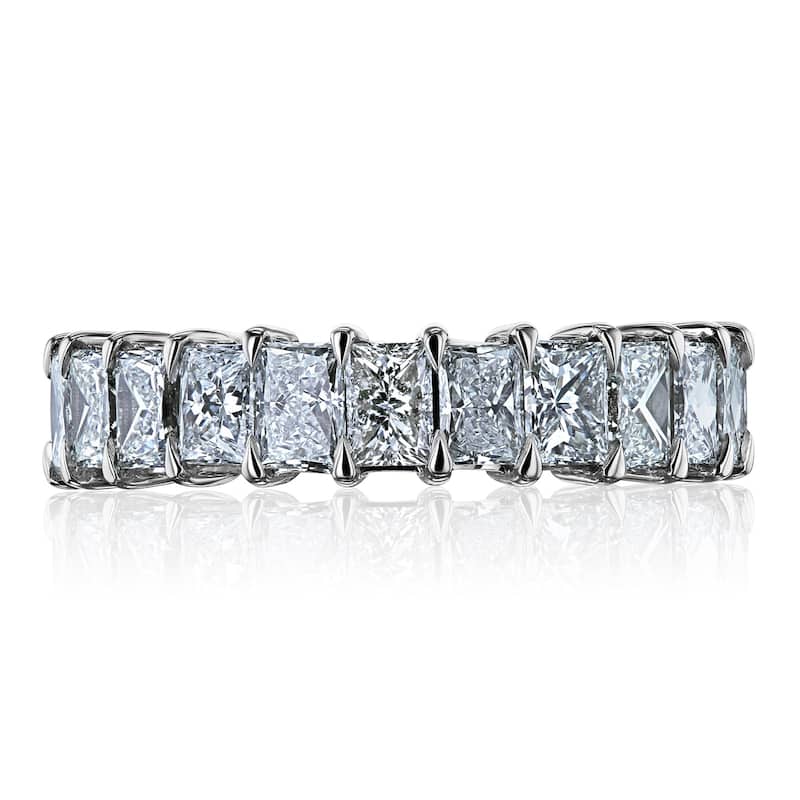 Kobelli 4.84 Carats Natural Diamond Solid 14k White Gold Princess Baguillion™ Basket Prong Eternity Ring - Size 6