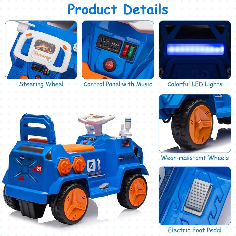 6V Kids Ride On ATV, Electric Toddlers Car, with Flash Lights, Music
