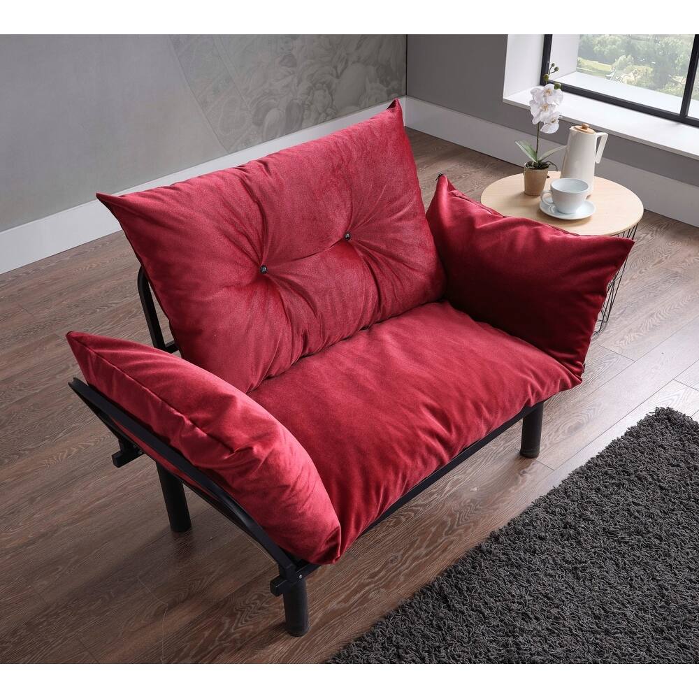 Adjustable Leasure Futon Loveseat, Versatile Chenille Love Seats 2