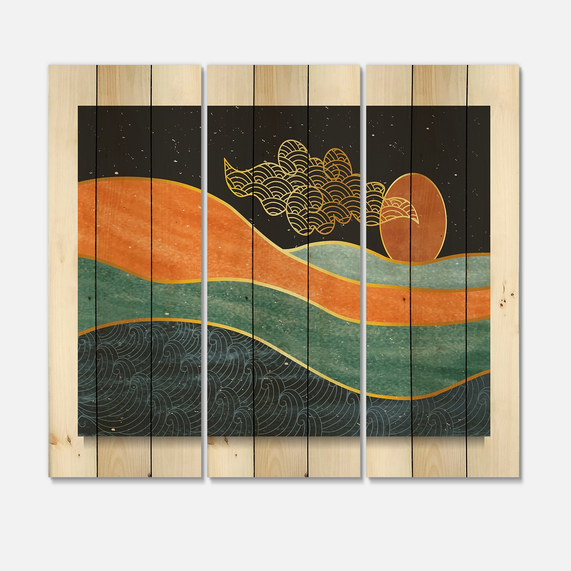 Designart 'Abstract Nature Sea Sky Sun Mountain Landscape'-image