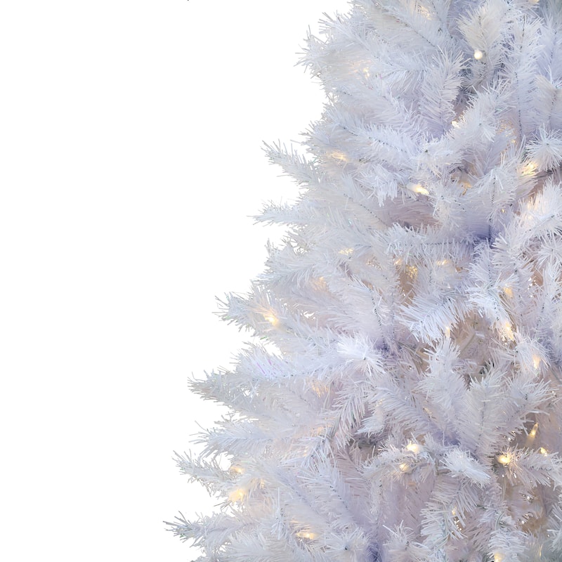 National Tree Company 9 ft. Pre-lit Artificial Millville White Hinged Tree with PowerConnect™, 700 Dual Color® LED Lights-UL