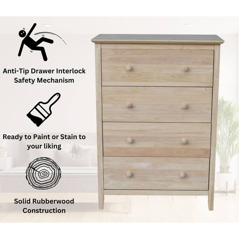 International Concepts Solid Wood Bedroom Dresser