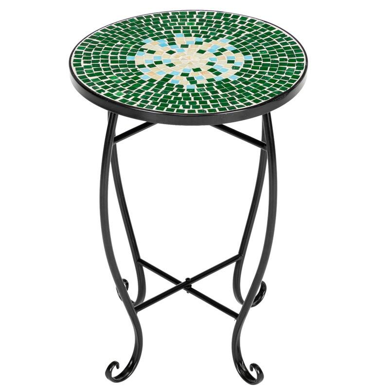 Cement Round Mosaic Bistro Table Coffee Table - Green