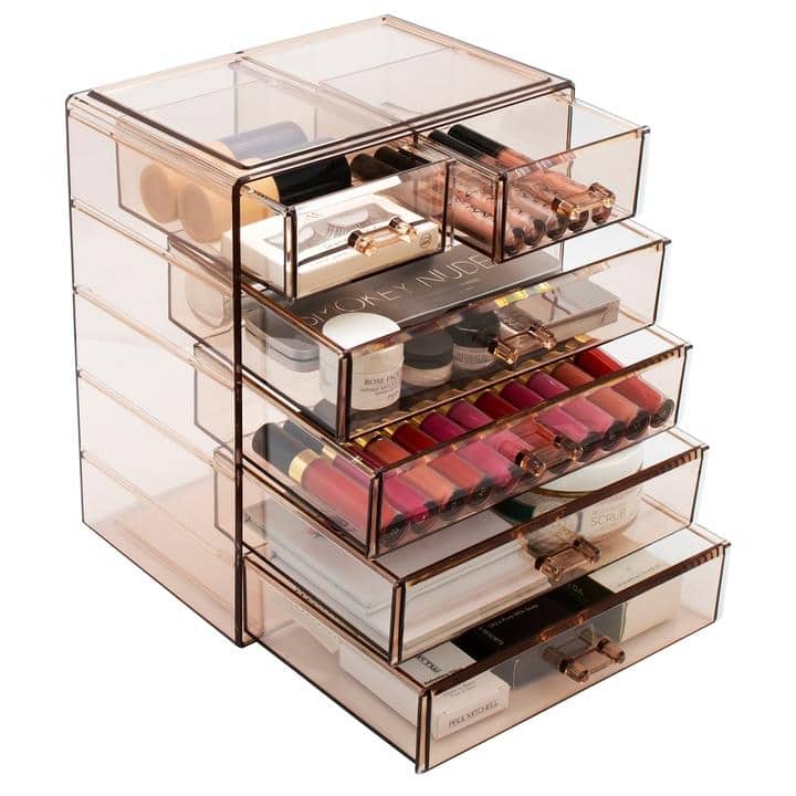 Sorbus New Cosmetics and Jewelry Big Storage Case Display - 4 large, 2 small drawers - 9.50" L x 6.25" W x 11.25" H - Brown