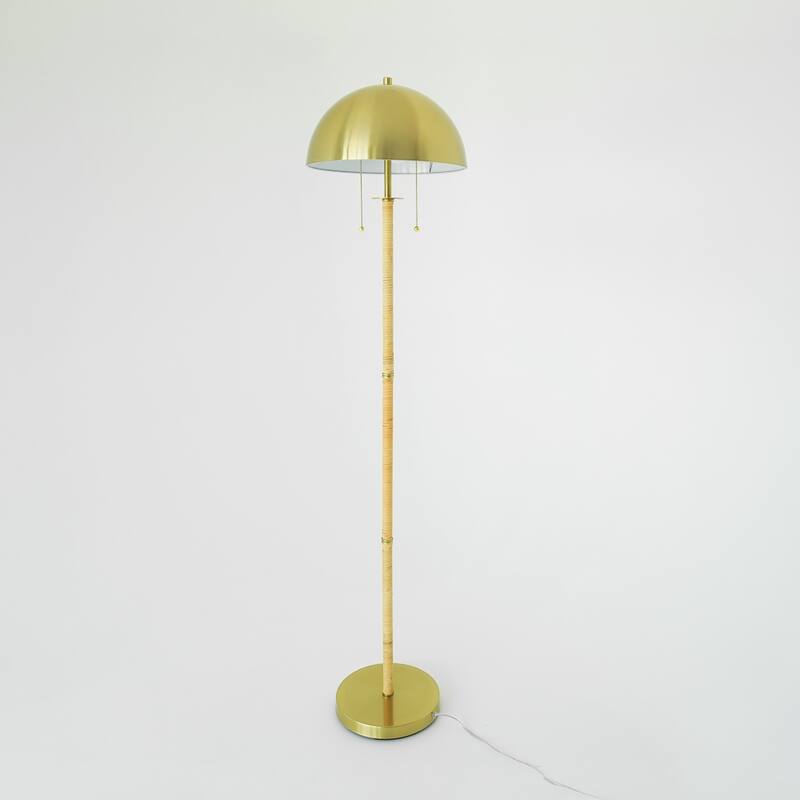Elegant Duo Two-Light Floor Lamp - Brass