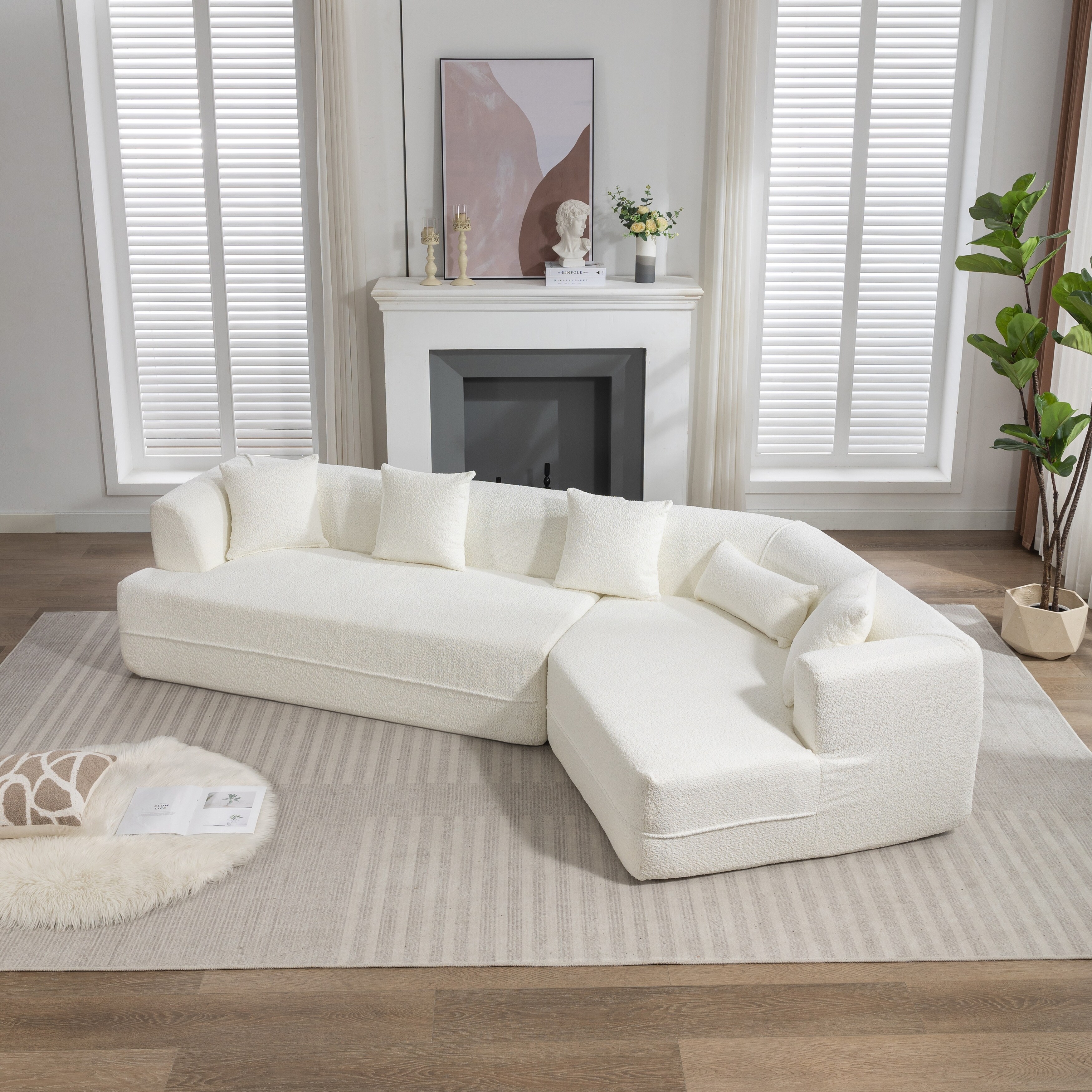 Boucle top sleeper sofa