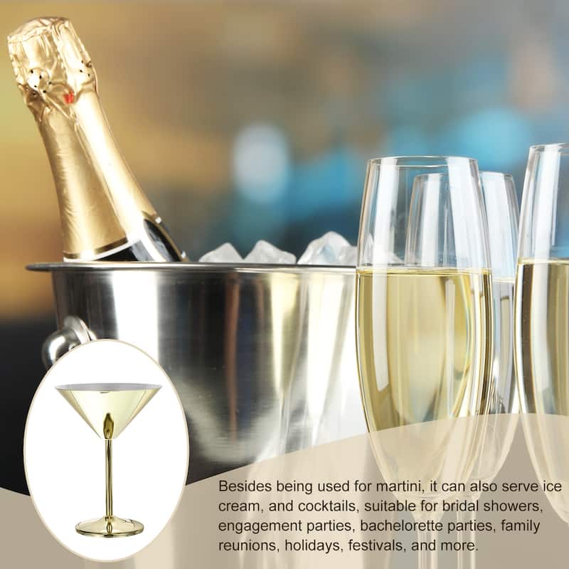 Stainless Steel Martini Cocktail Glasses, 2Pcs 180ml/6 OZ , Gold