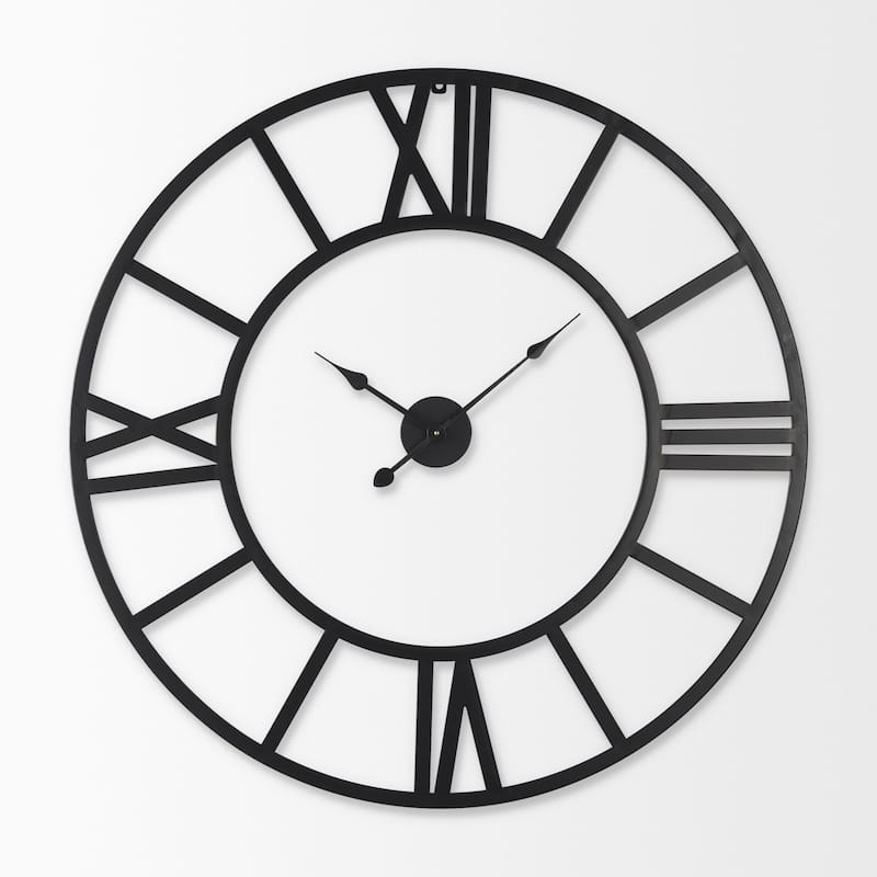 Stoke Matte Black Iron 42" Round Wall Clock - 42.1"W x 2.1"D x 42.1"H