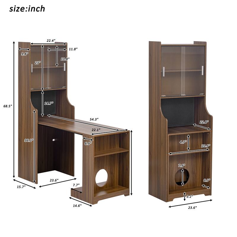 Roskilde Writing Desk with Hutch Wooden Laptop Workstation with 3 Open Pigeonholes, Student Desks Writing Desks Workstation Desk